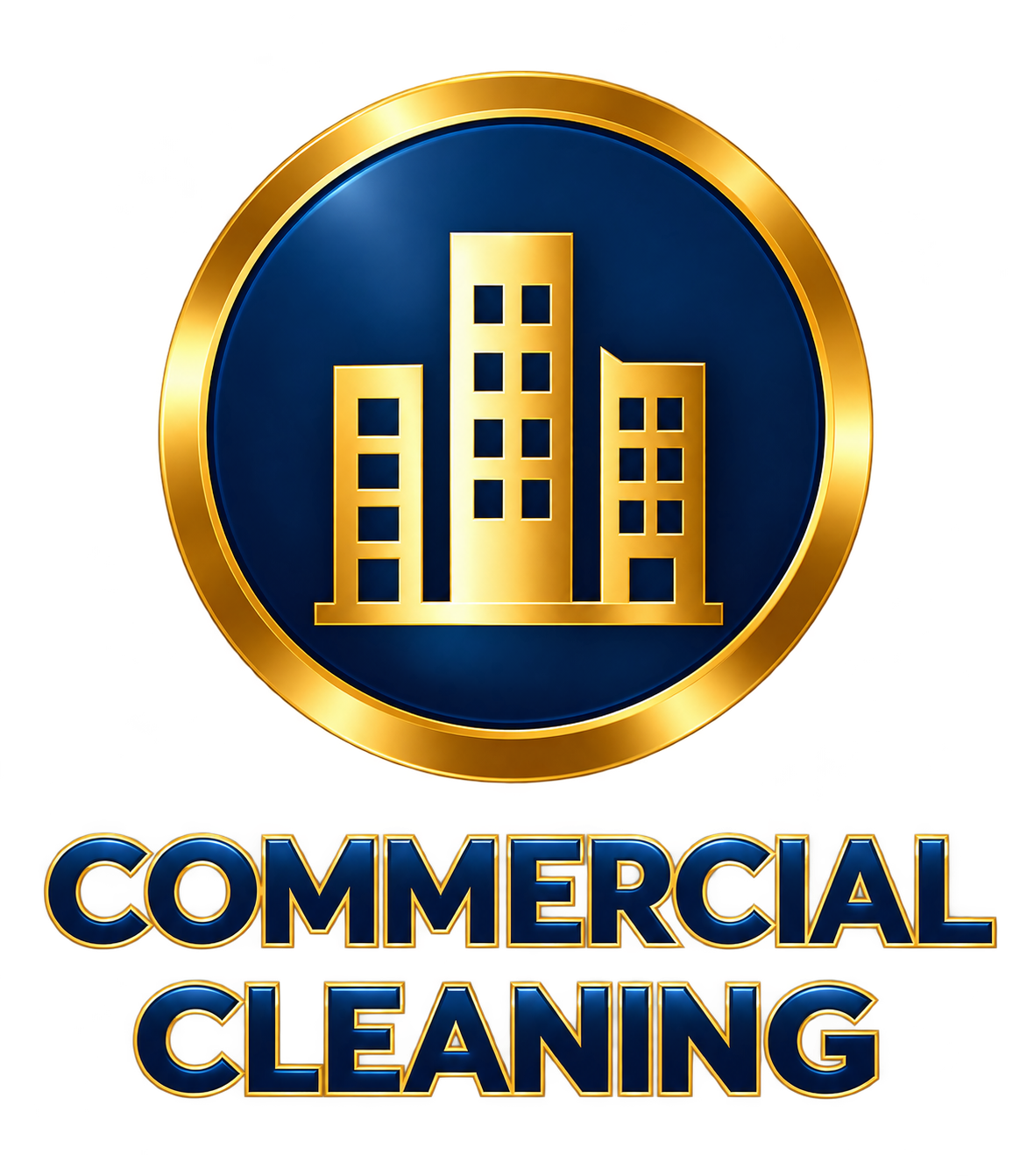 Urban Crest commercial cleaning gold-and-navy illustration